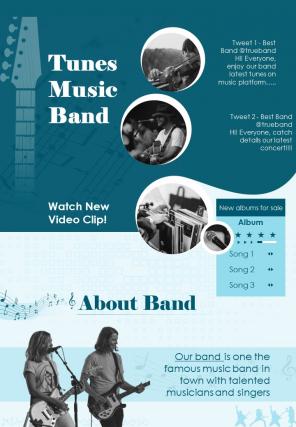 Bi fold music band website document report pdf ppt template