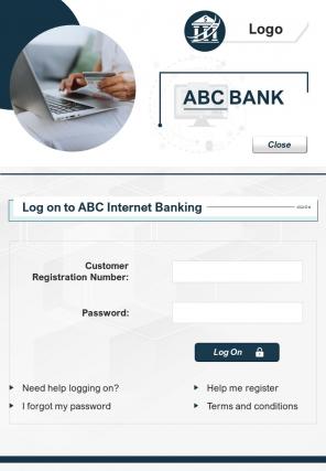 Bi fold online banking login document report pdf ppt template