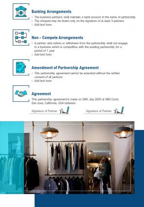 Bi fold partnership agreement for retail showroom document report pdf ppt template