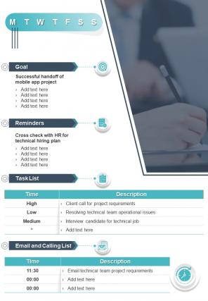 Bi fold per day planner for executive document report pdf ppt template