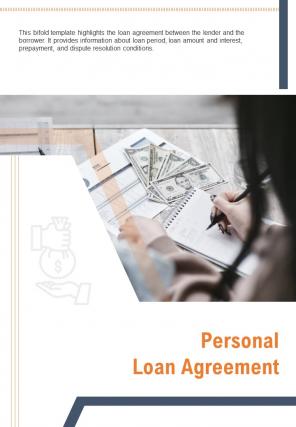 Bi fold personal loan agreement document report pdf ppt template one pager