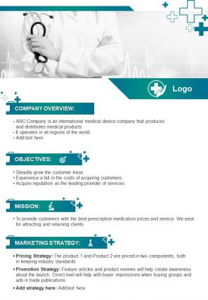 Bi fold pharmacy and medical devices marketing strategies and plan document report pdf ppt template