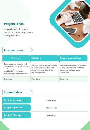 Bi fold project plan for organizational change document report pdf ppt template one pager