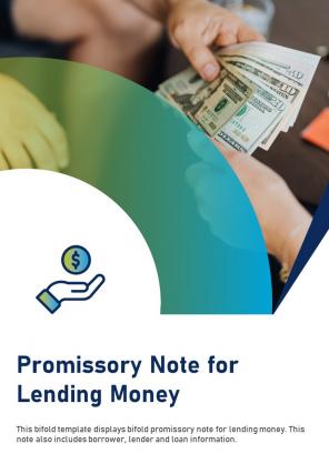 Bi fold promissory note for lending money document report pdf ppt template