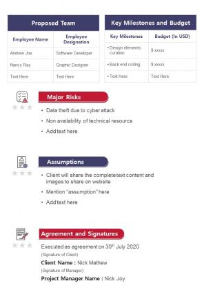 Bi fold proposal for political website curation document report pdf ppt template one pager