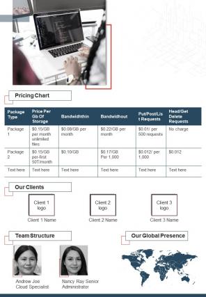 Bi fold proposal for real data management problem with cloud solution pdf ppt template one pager