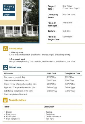 Bi fold real estate construction statement of work document report pdf ppt template one pager