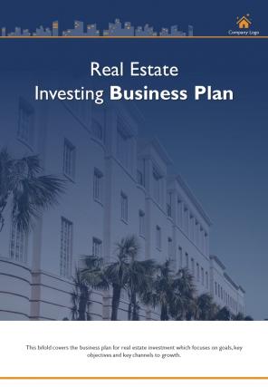 Bi fold real estate investing business plan document report pdf ppt template