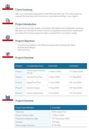 Bi fold real estate project proposal document report pdf ppt template one pager