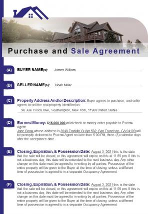 Bi fold real estate purchase and sale contract document report pdf ppt template