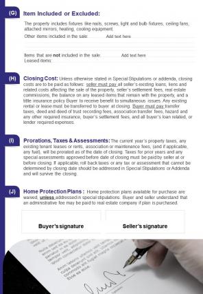Bi fold real estate purchase and sale contract document report pdf ppt template