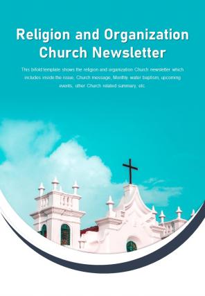 Bi fold religion and organization church newsletter document report pdf ppt template one pager