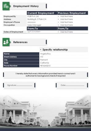 Bi fold rental application for tenant document report pdf ppt template one pager