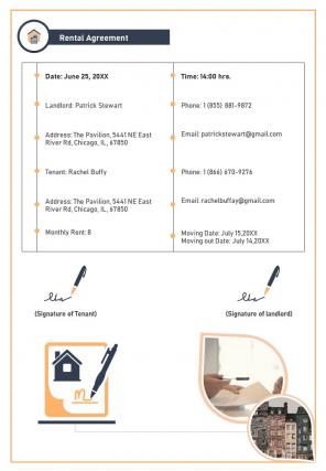 Bi fold residential rental and lease agreement between landlord and tenant pdf ppt template one pager