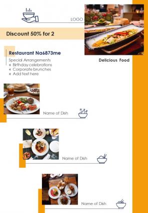 Bi fold restaurants ads in magazine document report pdf ppt template