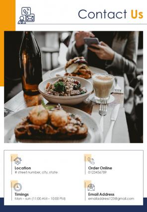 Bi fold restaurants ads in magazine document report pdf ppt template
