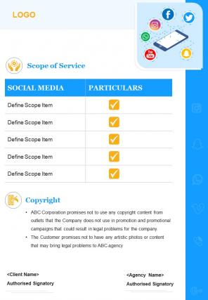 Bi fold social media agency contract template document report pdf ppt one pager
