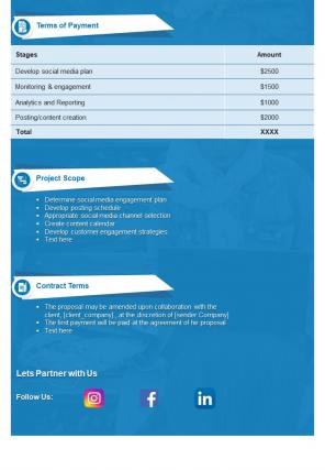 Bi fold social media marketing proposal document report pdf ppt template one pager