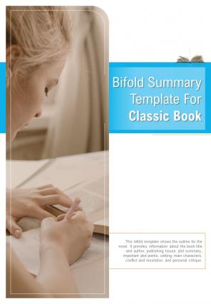 Bi fold summary for classic book document report pdf ppt template