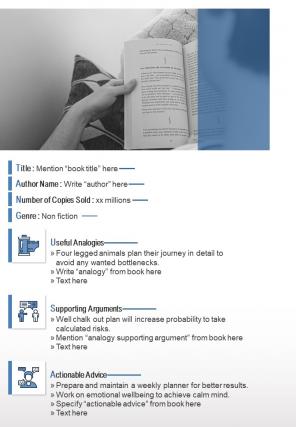 Bi fold summary for non fiction book document report pdf ppt template