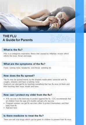 Bi fold summary of flu and vaccination guidelines for parents document report pdf ppt template