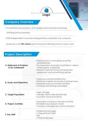 Bi fold summary of proposal for fund raising for business document report pdf ppt template
