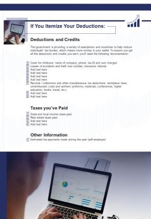 Bi fold tax preparation checklist document report pdf ppt template