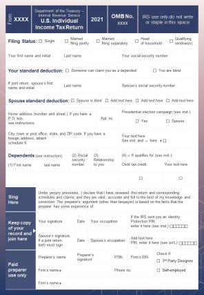 Bi fold tax preparation summary document report pdf ppt template
