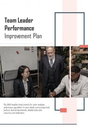 Bi fold team leader performance improvement plan document pdf ppt template one pager