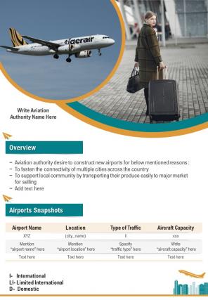 Bi fold template brief for new airport construction policy document report pdf ppt one pager