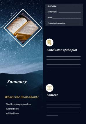 Bi fold template non fictional book report example document pdf ppt one pager