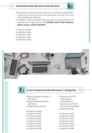 Bi fold unearned sales revenue sheet document report pdf ppt template