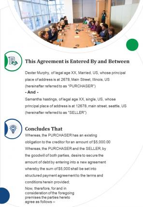 Bi fold unit purchase agreement among parties document report pdf ppt template one pager