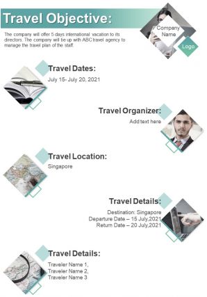 Bi fold vacation plan research time travel document report pdf ppt template