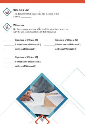 Bi fold will and testament summary template pdf ppt template one pager