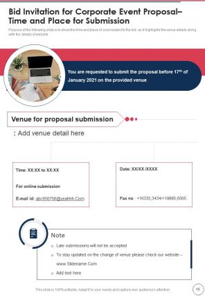 Bid invitation for corporate event proposal sample document report doc pdf ppt
