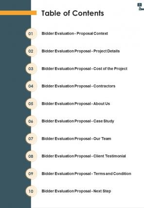 Bidder evaluation proposal sample document report doc pdf ppt