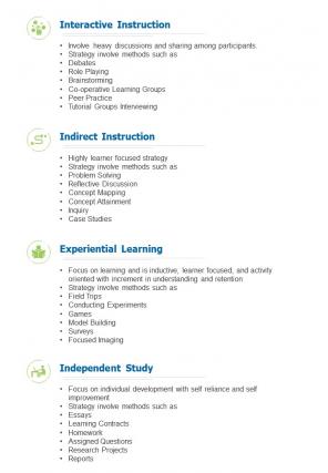 Bifold instructional strategy for effective teaching document report pdf ppt template one pager