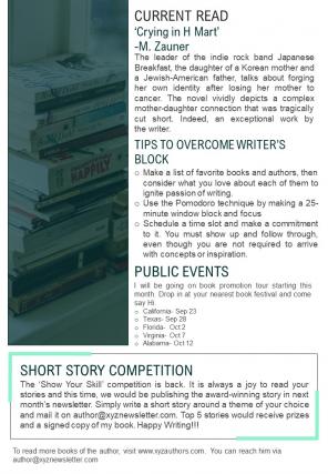 Bifold One Page Author Newsletter For Readers Presentation Report Infographic Ppt Pdf Document