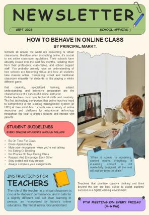 Bifold One Page Classroom Newsletter Presentation Report Infographic Ppt Pdf Document