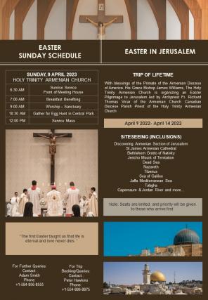Bifold One Page Easter Christ Risen Newsletter Presentation Report Infographic Ppt Pdf Document