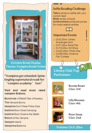 Bifold One Page Elementary School Library Newsletter Presentation Report Infographic Ppt Pdf Document