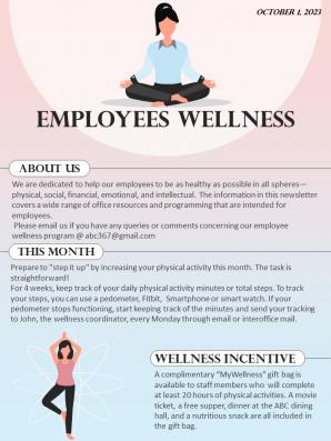 Bifold One Page Employee Wellness Newsletter Presentation Report Infographic Ppt Pdf Document