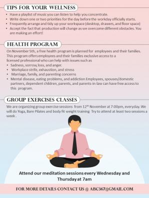 Bifold One Page Employee Wellness Newsletter Presentation Report Infographic Ppt Pdf Document
