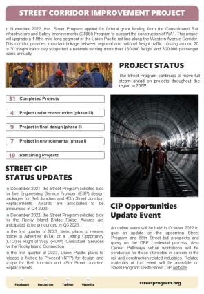 Bifold One Pager Street Project Newsletter Presentation Report Infographic Ppt Pdf Document