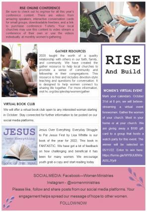 Bifold Women Ministry Newsletter Presentation Report Infographic Ppt Pdf Document
