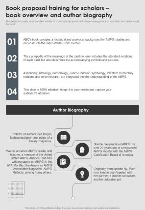 Book Proposal Training For Scholars Book Overview And Author One Pager Sample Example Document