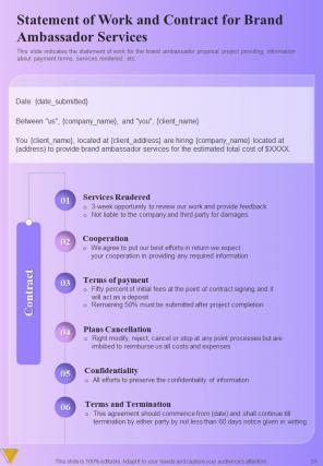 Brand Ambassador Proposal Template Report Sample Example Document Content Ready Colorful