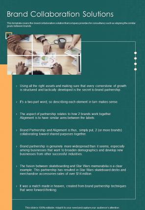 Brand Collaboration Solutions Brand Collaboration Proposal Template One Pager Sample Example Document