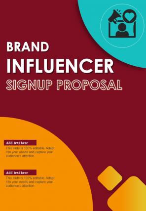 Brand Influencer Signup Proposal Cover Page One Pager Sample Example Document